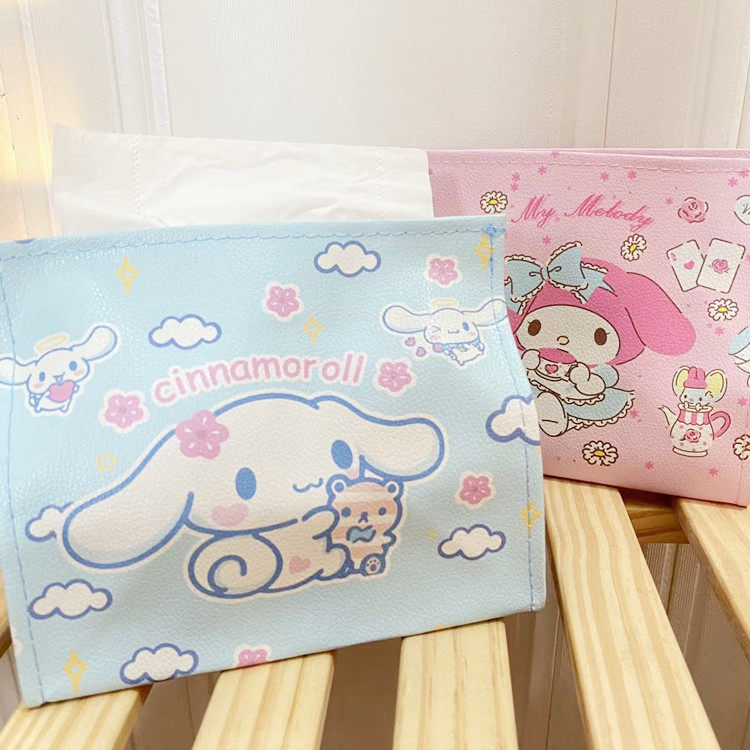 Melody Cinnamon Dog Beauty Girl Cute Cartoon PU Pumping Paper Tissue Set Girl Heart Car Household Tissue Box
