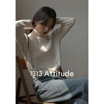 1313 art line long sleeve thick sweater women 2021 early autumn black and white solid color turtleneck sweater women pullover