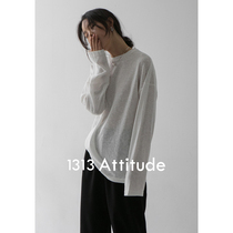 1313 early autumn variegated hemp long sleeve T-shirt female lazy loose versatile white base shirt stacked inside tee