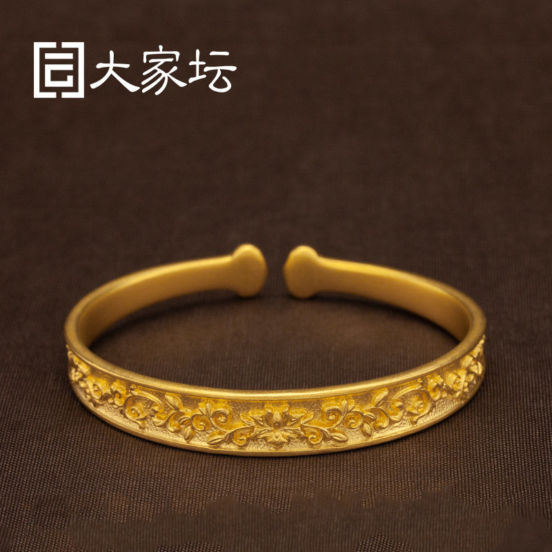 Everyone's altar ancient law auspicious wishful tangle bracelet ancient law gold solid open bracelet pure gold 999