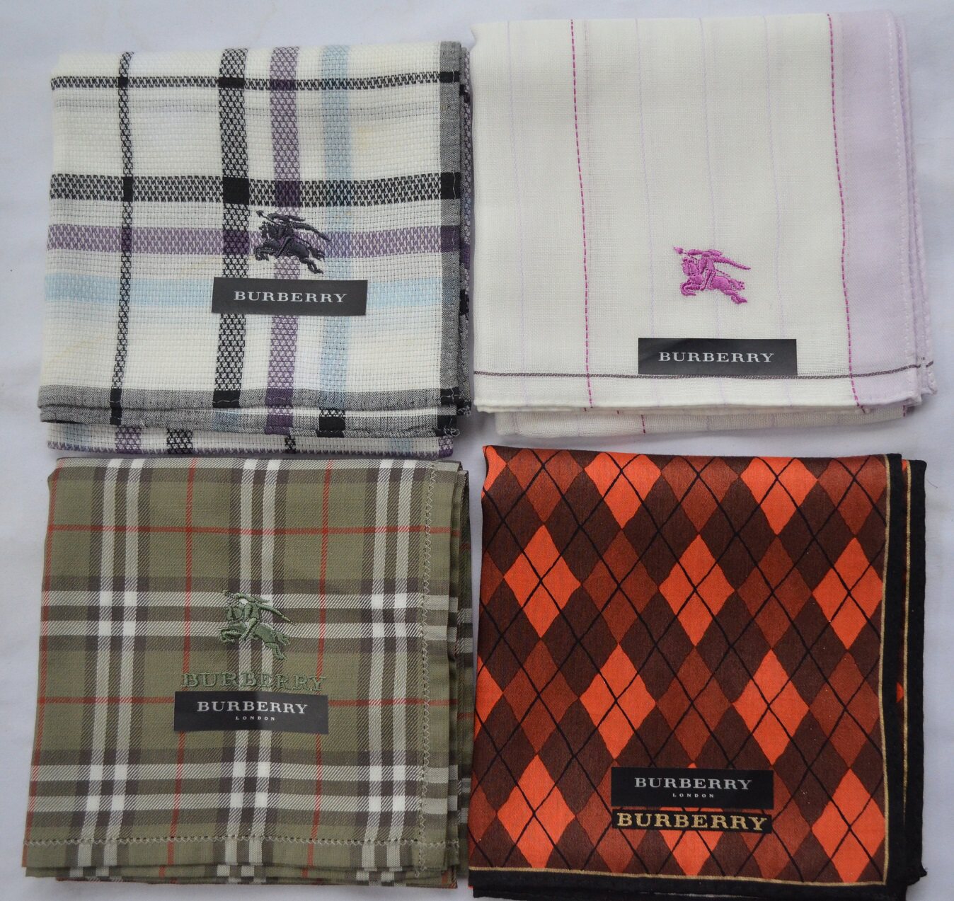 Japanese made of pure cotton ladies handkera BUR* *RRY Classic plaid with elegant and practical