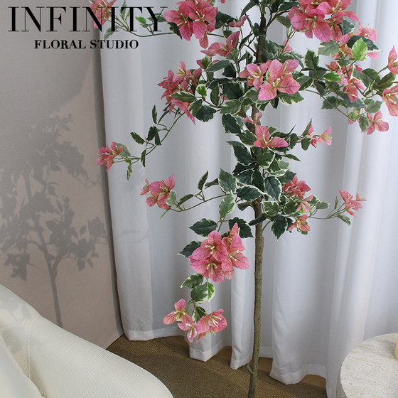 Artificial Bougainvillea Potted Plant with Floating Branches, Greenery, Fake Flower Ornament for Home Decoration, Indoor Display, Tabletop Flower, Living Room, Natural Look