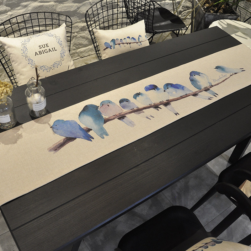 Nordic table flag Modern simple Chinese cotton and linen shoe cabinet cloth cover towel TV cabinet Long table cloth Tea table bed flag towel