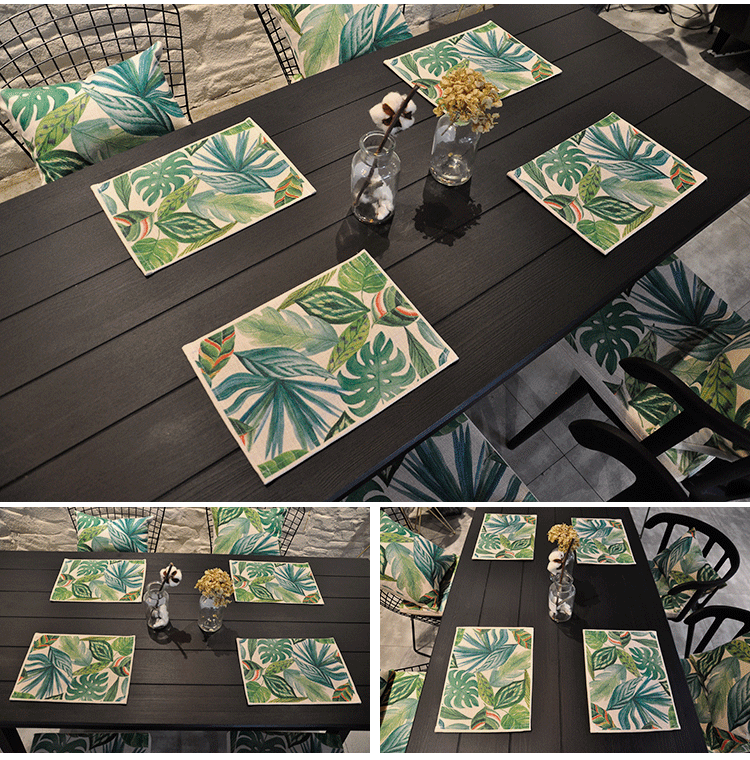 Bắc âu gió cotton linen nghệ thuật placemat bảng vải vải khăn ăn bowl coaster tấm pad cách nhiệt bộ đồ ăn chống nóng mat mẫu khăn trải bàn