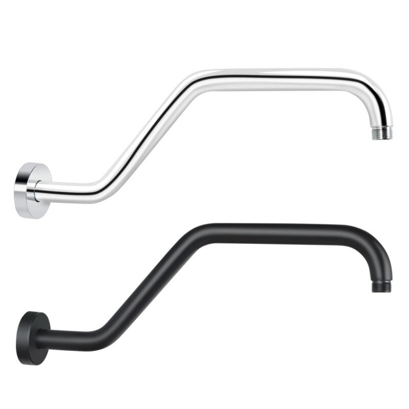Concealed Shower Arm Stainless Steel Shower Extension Pipe Heightening Wall-Mounted Overhead Spray Fixed Rod Chrome-Plated Black