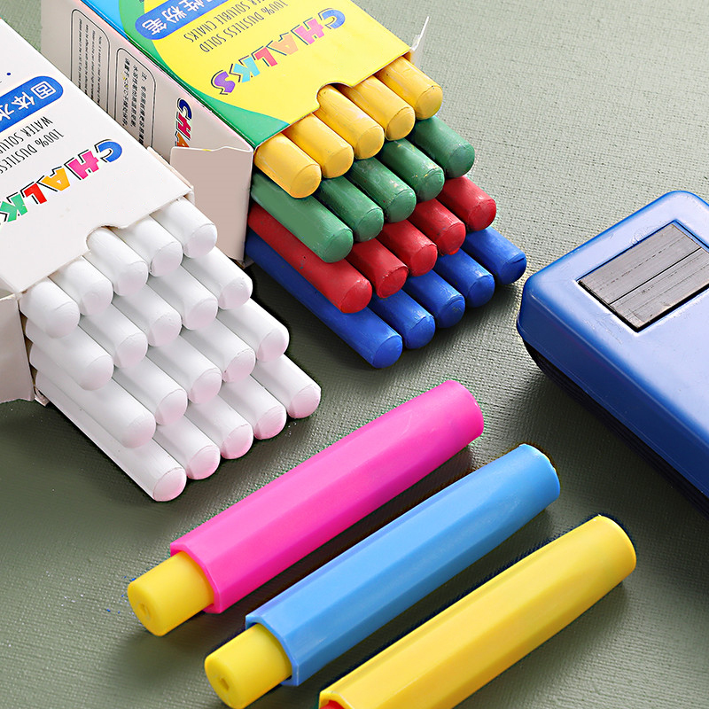 Dust-free chalk Water-soluble color children's household non-toxic no dust bright solid teaching baby drawing teacher blackboard newspaper jacket Primary school students white environmental protection kindergarten blackboard graffiti
