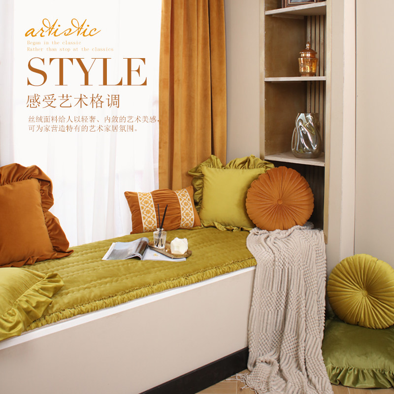 Solid color bay window pad window sill pad tatami mat card seat cushion balcony light luxury 2022 winter custom-made high-end
