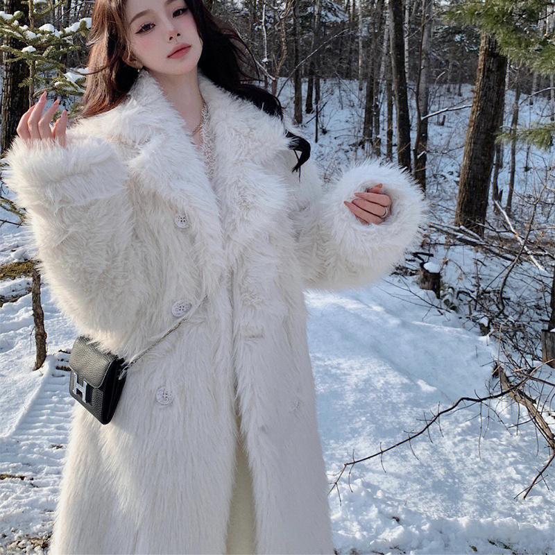 Fur-Integrated High-End Coat for Women, Young Style, Lazy Loose Fit, Faux Fox Fur, Thickened Mid-Length Fur Coat