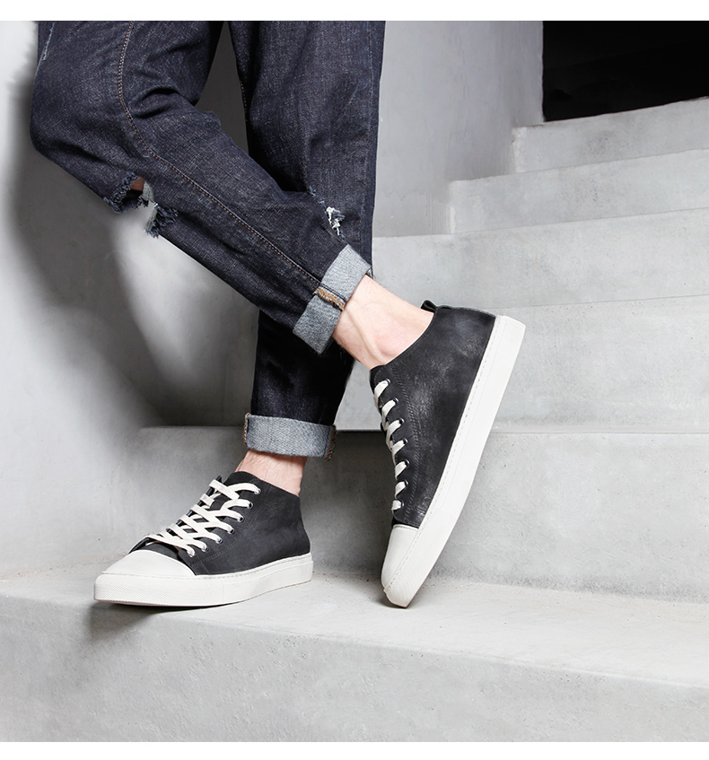 BK Berdy cool retro giày cũ giày nam cao giày thủy triều mùa thu và mùa đông da thanh niên giày thường ngày - Giay cao giày tập gym nam