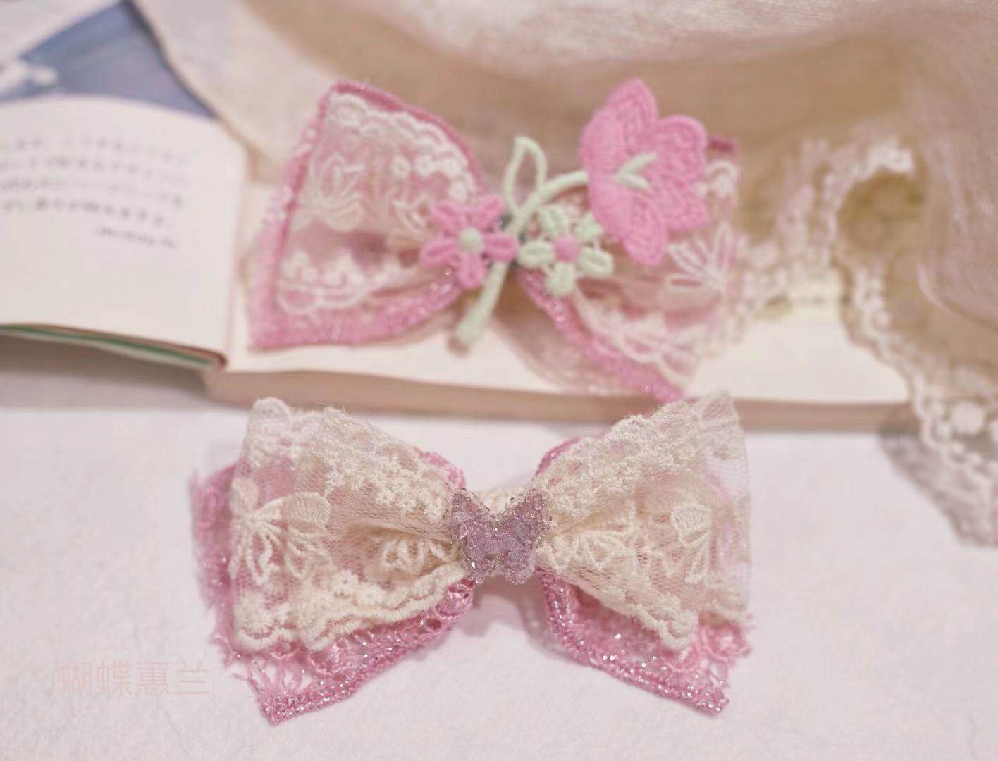 Small balsamic wind and imported embroidery pink purple pink purple Romantic Fairy series Sweet Lace Silk