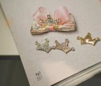 Customized gold 3cm small crown with rhinestone bow diy hair jewelry hairhairclip Korean version