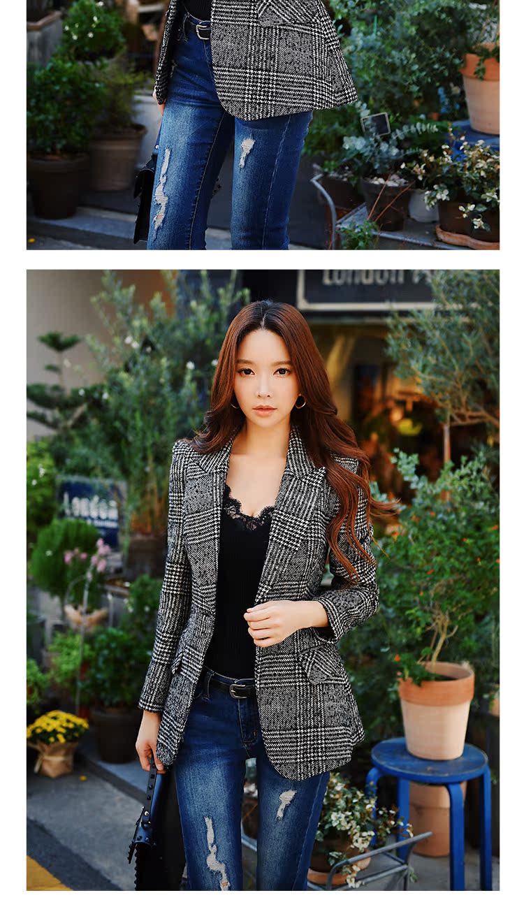 Búp bê lớn màu hồng thu đông 2018 mới đẹp trai retro Slim eo phù hợp với cổ áo kẻ sọc đen trắng nữ áo dạ dài nữ