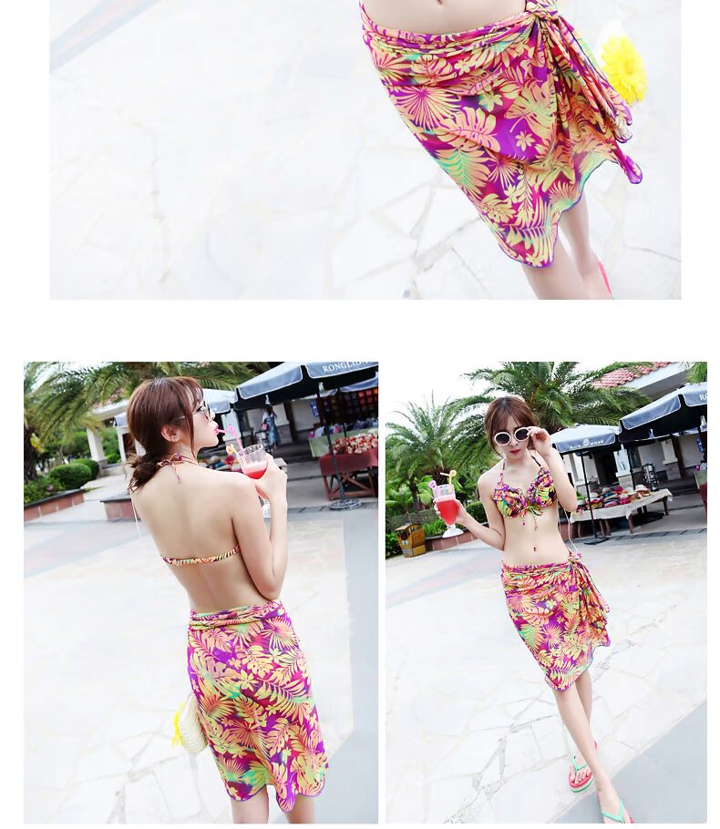 Cặp đôi đi biển Hàn Quốc mặc đồ bơi ngực nhỏ tập hợp thép tấm bikini ba mảnh phù hợp với suối nước nóng 	đồ đôi đi biển cặp	