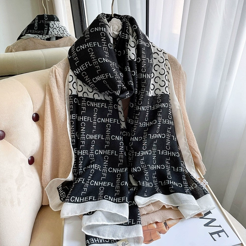 Демисезонный удерживающий тепло летний шарф с буквами, тонкая длинная пляжная накидка, в корейском стиле