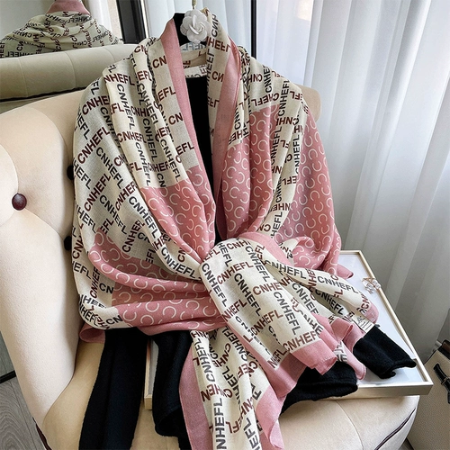 Демисезонный удерживающий тепло летний шарф с буквами, тонкая длинная пляжная накидка, в корейском стиле