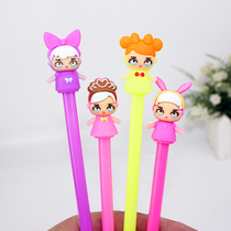 H14 girl doll gel pen cute creative students Korean Stationery Office school supplies sign pen Black