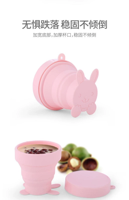 Silicone gấp Cup ngoài trời cầm tay cốc du lịch cốc du lịch sáng tạo dễ thương Mini nén Cup
