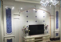 European style color matching imitation jade marble lines Roman columns living room TV background wall tile guard board wall stickers tile border