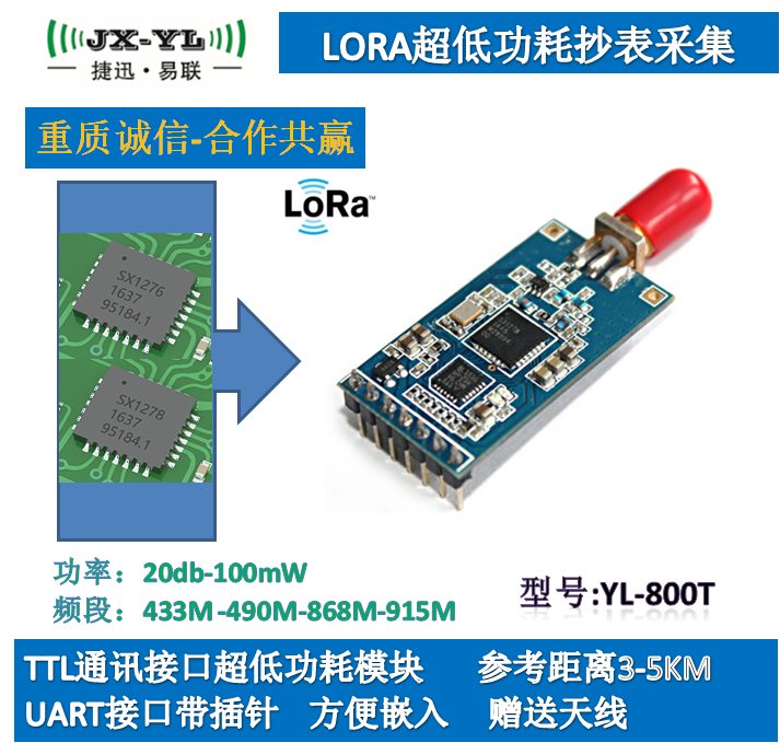 LoRa spread spectrum wireless number transmitting module SX1276SX1278 3-5KM star network low power consumption TTL serial port
