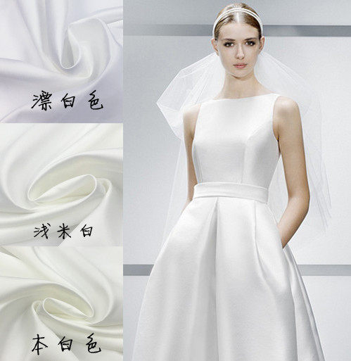 One meter price Taiwan wedding thick satin imported 395 wedding satin handmade DIY MATT thick satin wedding fabric fabric