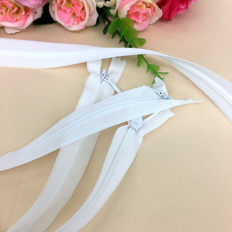 Rice White Bleached colour KEK Laced Invisible Pull Chain Clothing Wedding Dress Accessories Accessories Ex-gratia Iridescent Wedding Fabric