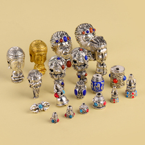 Handstring Pagoda Tibetan Silver Inlaid Three-way Buddha Head Accessories Wenplay Buddha Bead Diamond Star Moon Bodhi Necklace Accessories