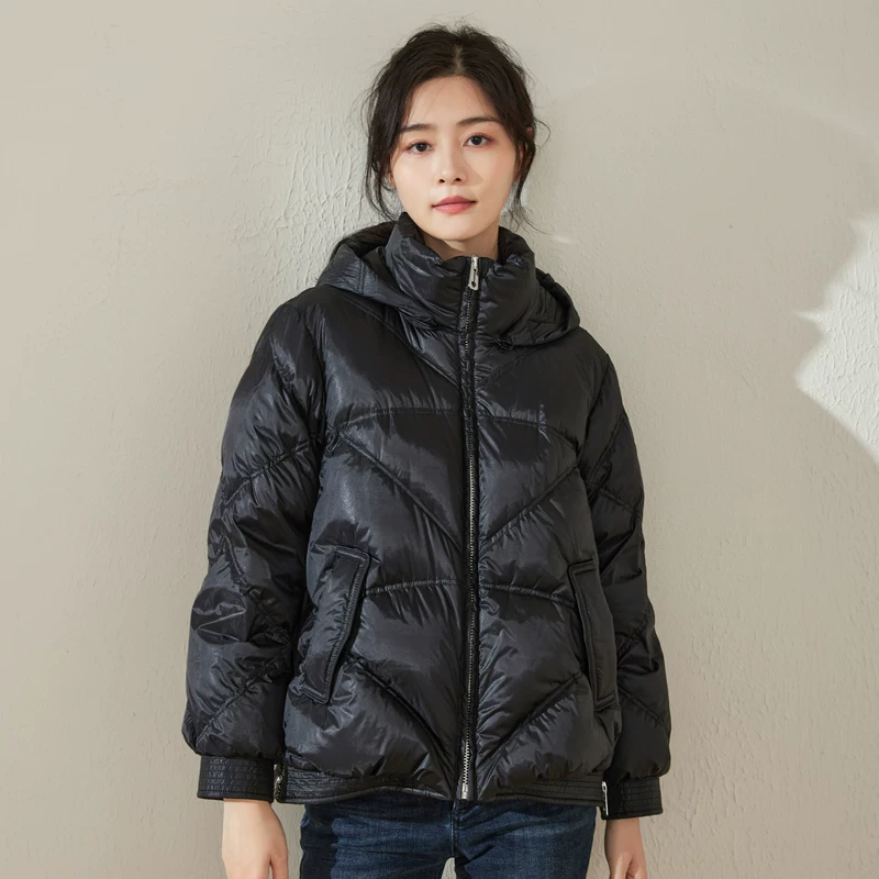 Куртка с утеплением с капюшоном, oversize, гусь пух