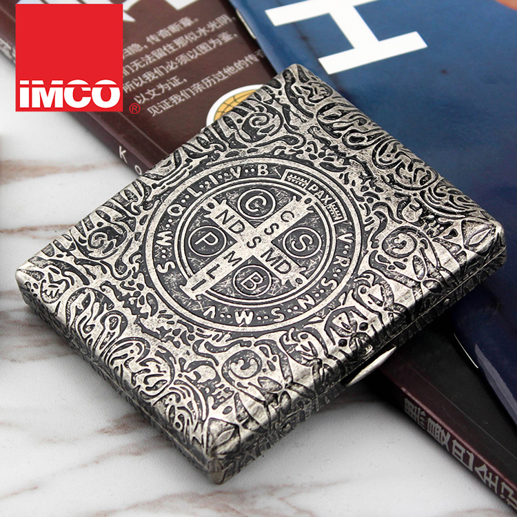 The new IMCO love cool brass cigarette case 20 creative 6-sided engraving and etching men's gift cigarette clip ultra-thin personality