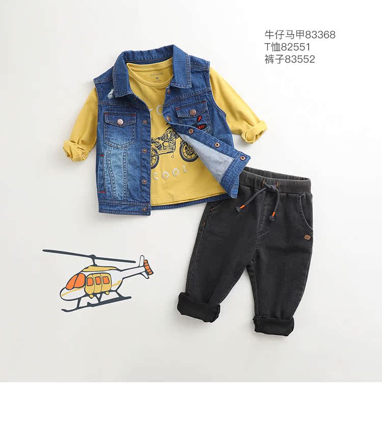 Mark Jenny New Spring Boy Thoải mái giặt denim Vest Baby Cotton Vest 83368 áo khoác gile cho bé gái