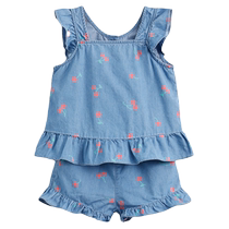 Mark Jenny 2024 new summer girls fun cherry cotton denim vest cover