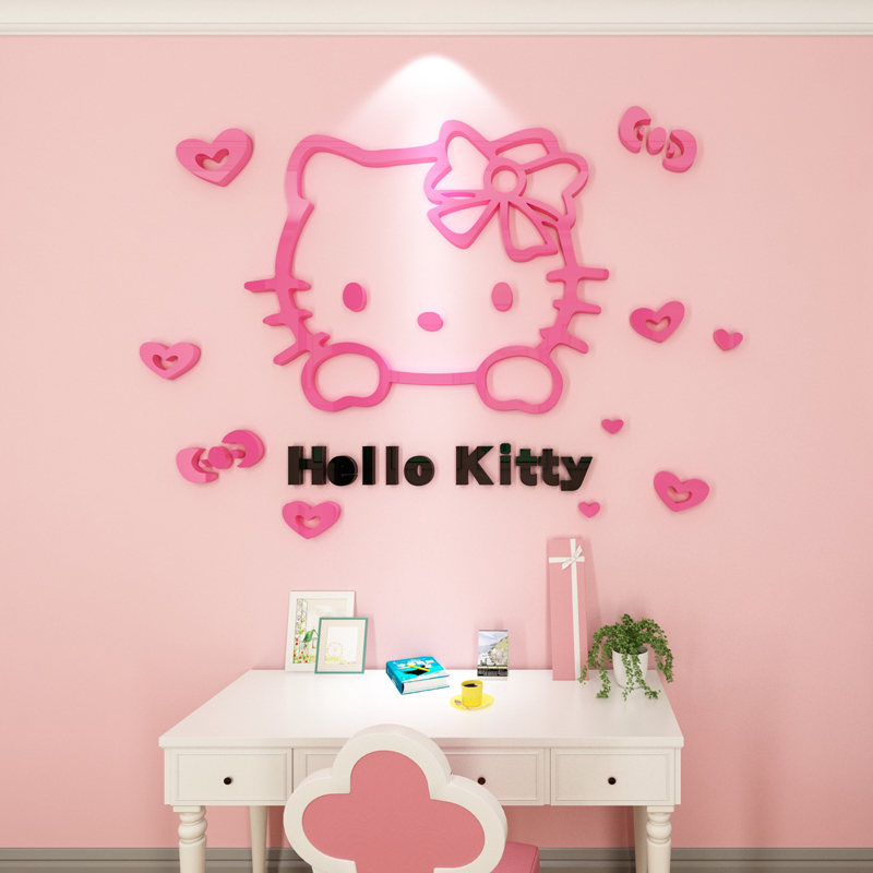 Children's room Wall Decorative Cartoon Wall Sticker 3d Solid acrylic KT cat wall sticker Bedroom Headboard Background