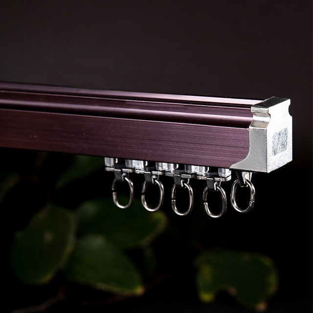 ໂລຫະປະສົມອາລູມິນຽມ curtain track silent slide curtain rod Roman rod single and double track slide pulley top-mounted hook type