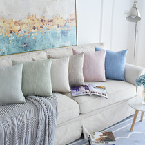 Solid color linen sofa pillow living room pillow bedside cushion chair back cushion car waist pillow case customization