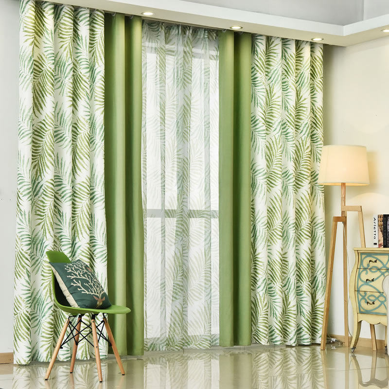Spring south curtains shading floor-to-ceiling windows Living room Bedroom bay window curtains finished simple modern shading leaves