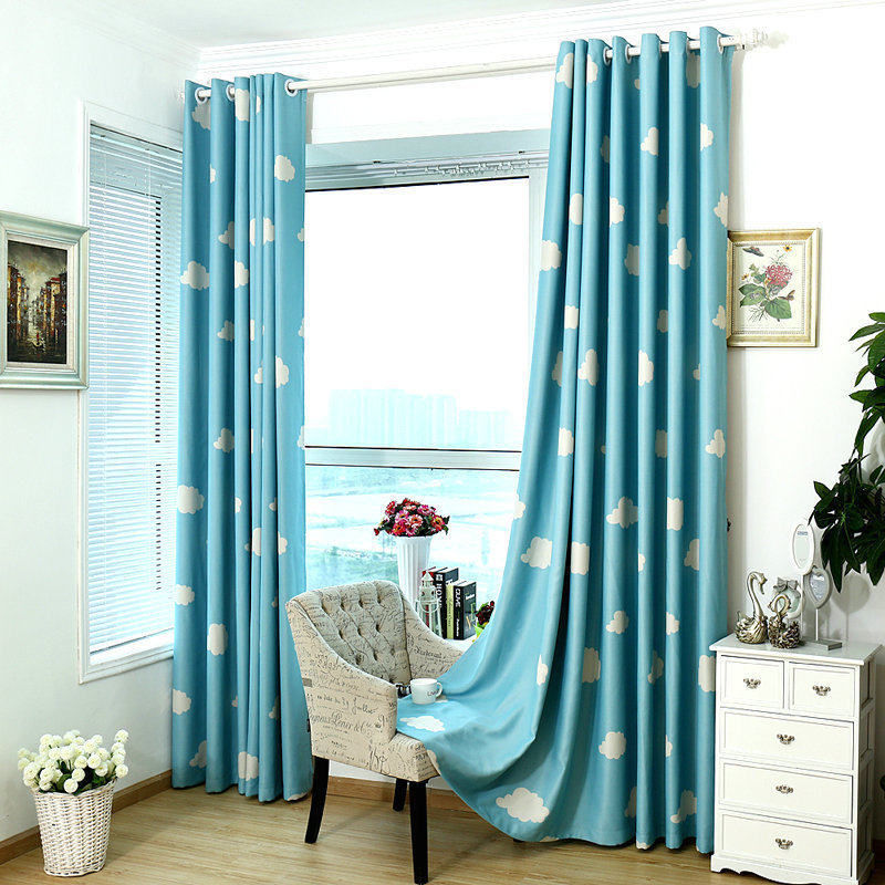 Spring South Cartoon Children's room Full shading printed curtains Shading Cloth Curtains Living-room Balcony Floating Window Veil