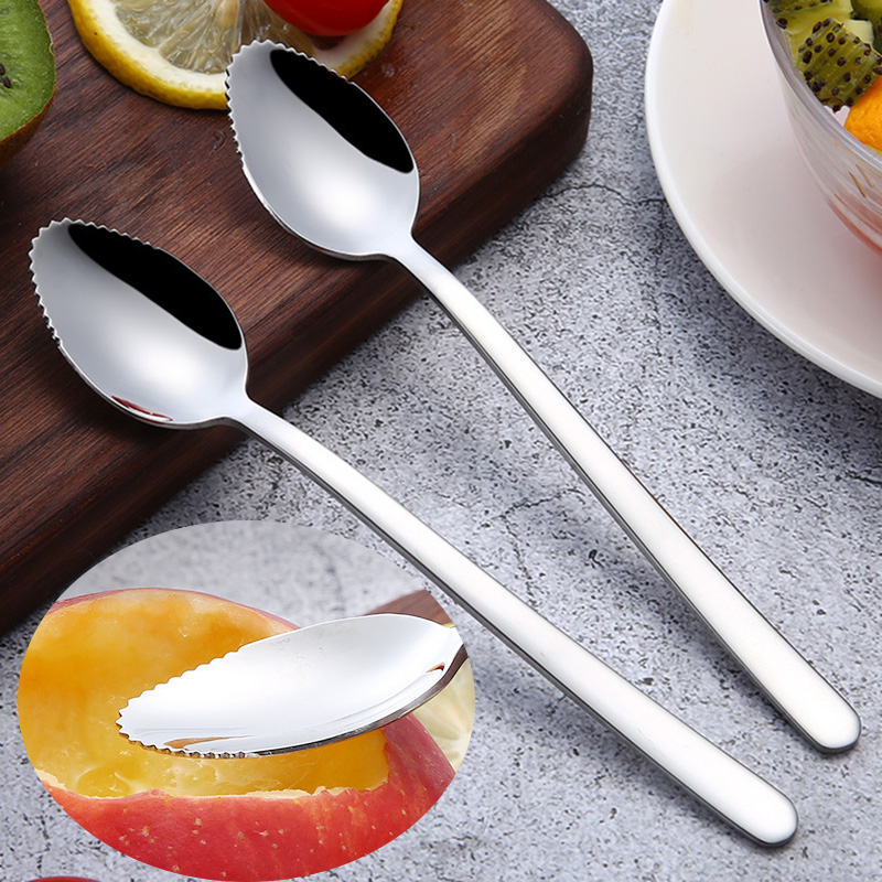 304 stainless steel apple dredger spoon with serrated digging ball tablespoon baby baby deputy food fruit scrapper
