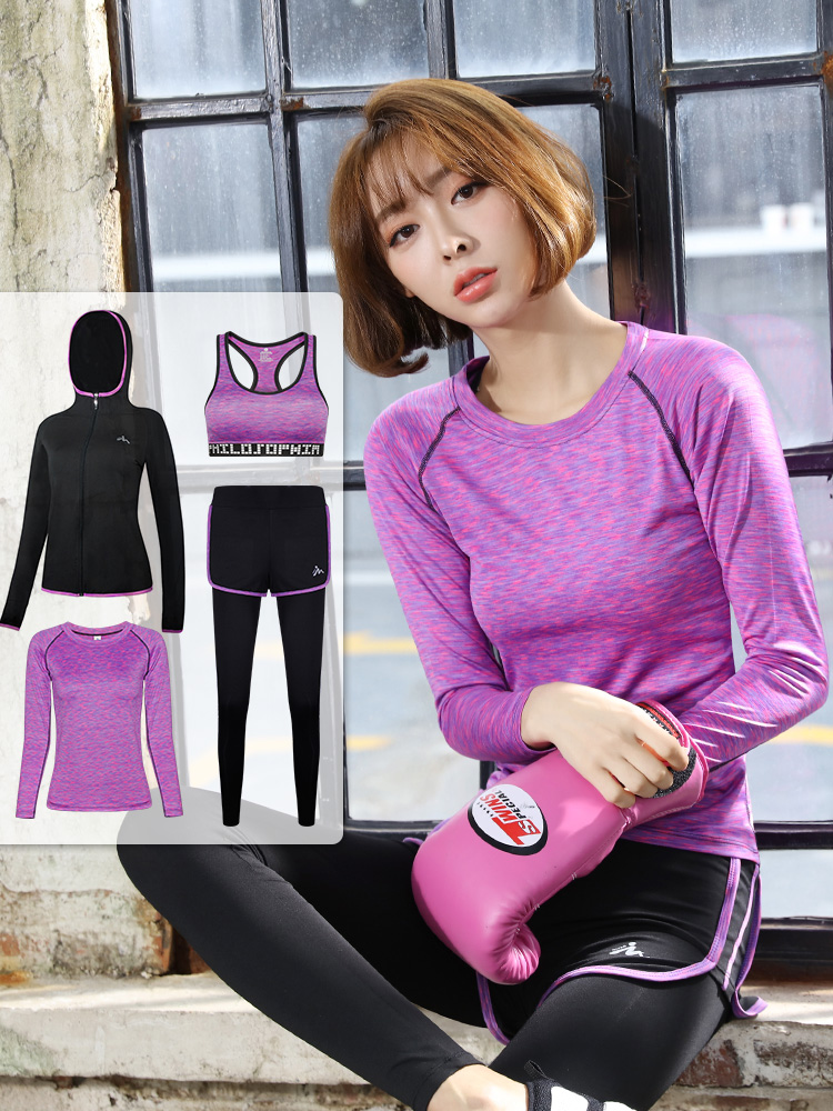 Sportswear suit 2020 new autumn and winter long-sleeved women's gym yoga suit quick-drying clothes fat mm large size running suit