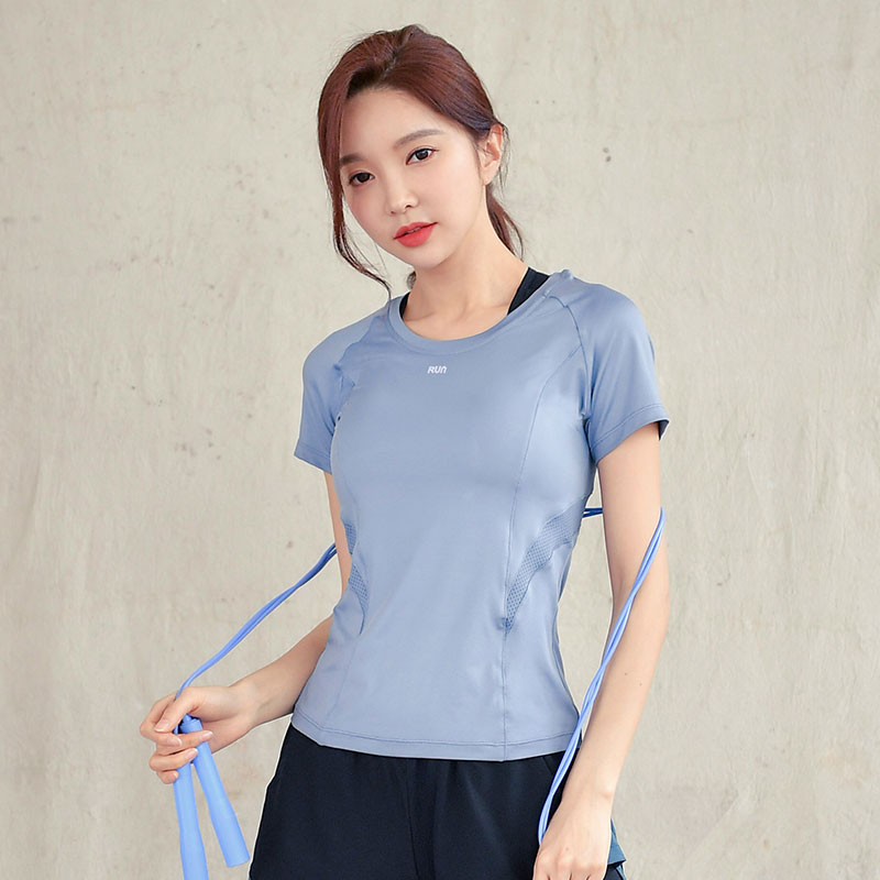 2019 summer new yoga suit T-shirt women's fitness clothes quick-drying clothes outdoor sports running top short-sleeved breathable