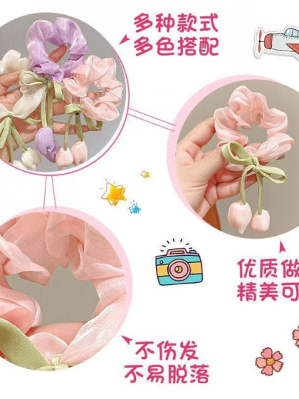 공주 한국 튤립 헤어 링 꽃 대장장 헤어 링 여성 헤어 밧줄 머리띠 대기 헤드 밴드 어린이 가죽 밴드