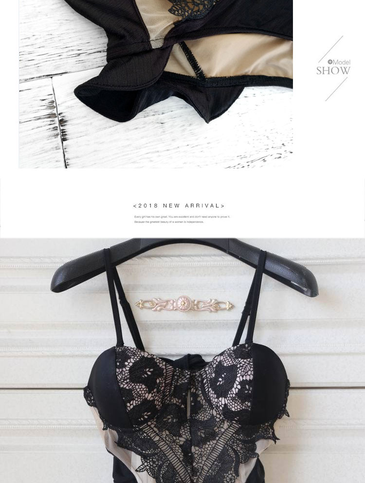 Sexy Châu Âu và Hoa Kỳ ren một mảnh bikini đen nối tam giác thép hỗ trợ áo tắm rỗng nữ kỳ nghỉ xuân nóng Bikini Quyến Rũ Gợi Cảm 