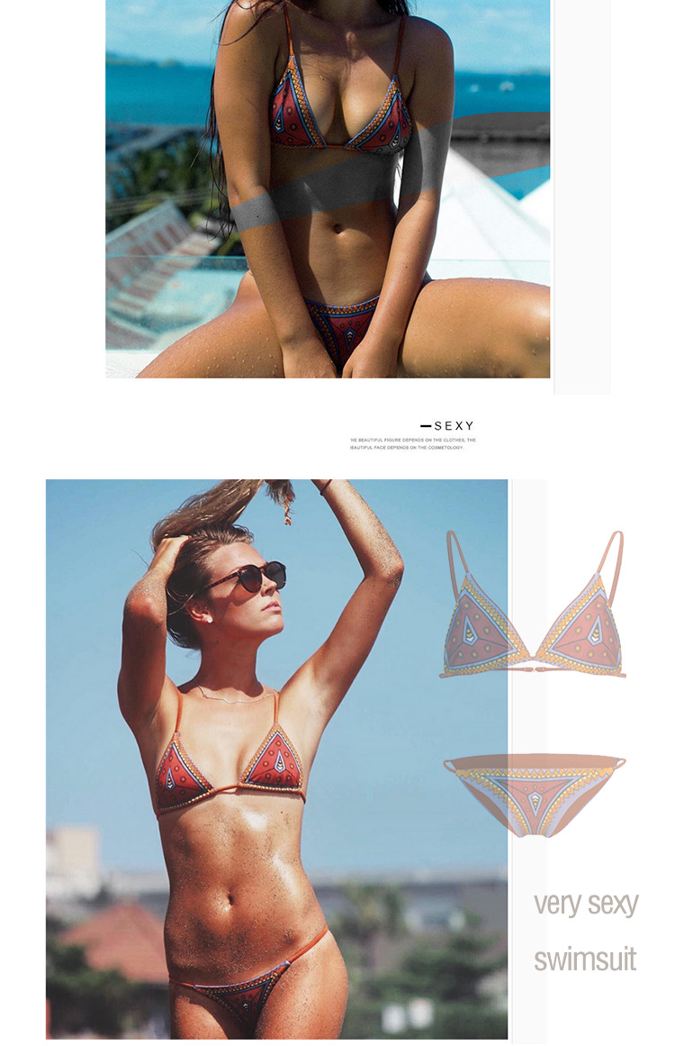 Sexy ba điểm tương phản châu Âu và Mỹ màu bikini tam giác túi thong ngực nhỏ tập hợp áo tắm mỏng nữ nóng bỏng ao boi nu