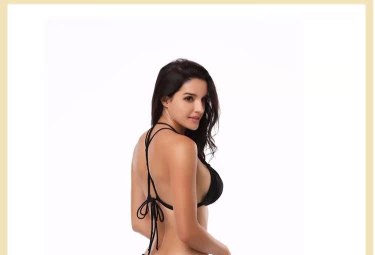 Châu Âu và Mỹ gợi cảm kích thước ba điểm ngực tập hợp bikini đen eo thấp chia dây đai áo tắm mỏng nữ kỳ nghỉ áo tắm sexy
