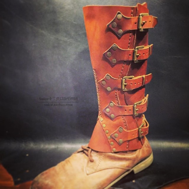 Handmade leather goods DIY windproof leggings equestrian leggings boots leather goods pattern drawing CF16