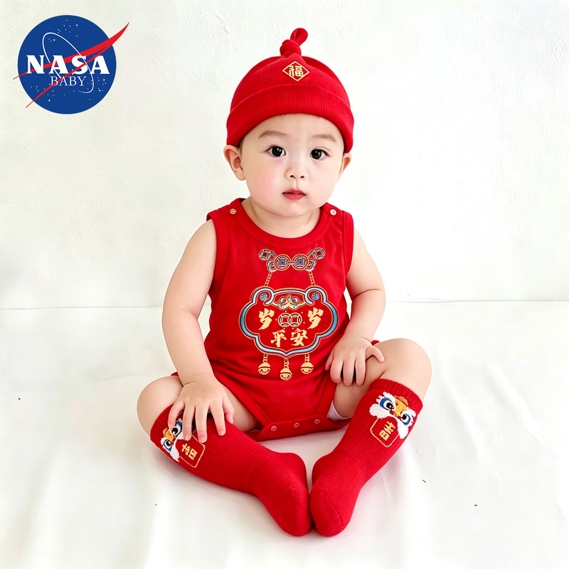 Summer Baby Vest, Full-Month Baby Sleeveless Vest, Triangle Jumpsuit, Pure Cotton, Red Festive Outfit for 100 Days and One Year Old Summer Baby Vest, Full-Month Baby Sleeveless Vest, Triangle Jumpsuit, Pure Cotton, Red Festive Outfit for 100 Days and One Year Old