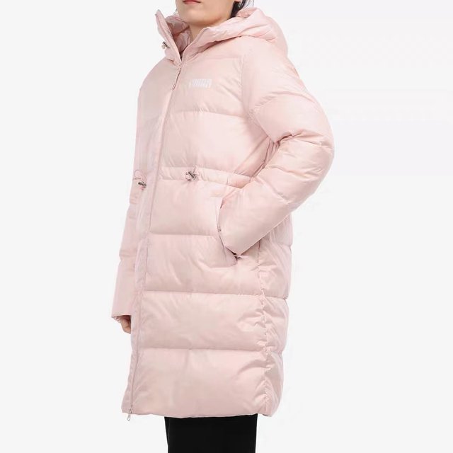 PUMA Pink Down Jacket Women's 2023 Spring New Sportswear Long Hooded Jacket 846334