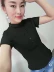 Ou Áo sơ mi voan của phụ nữ mùa xuân và mùa hè của phụ nữ Hàn Quốc ren khâu ngắn tay áo thun thời trang của phụ nữ cổ đứng đứng lên áo sơ mi rộng rãi - Áo sơ mi chiffon ren