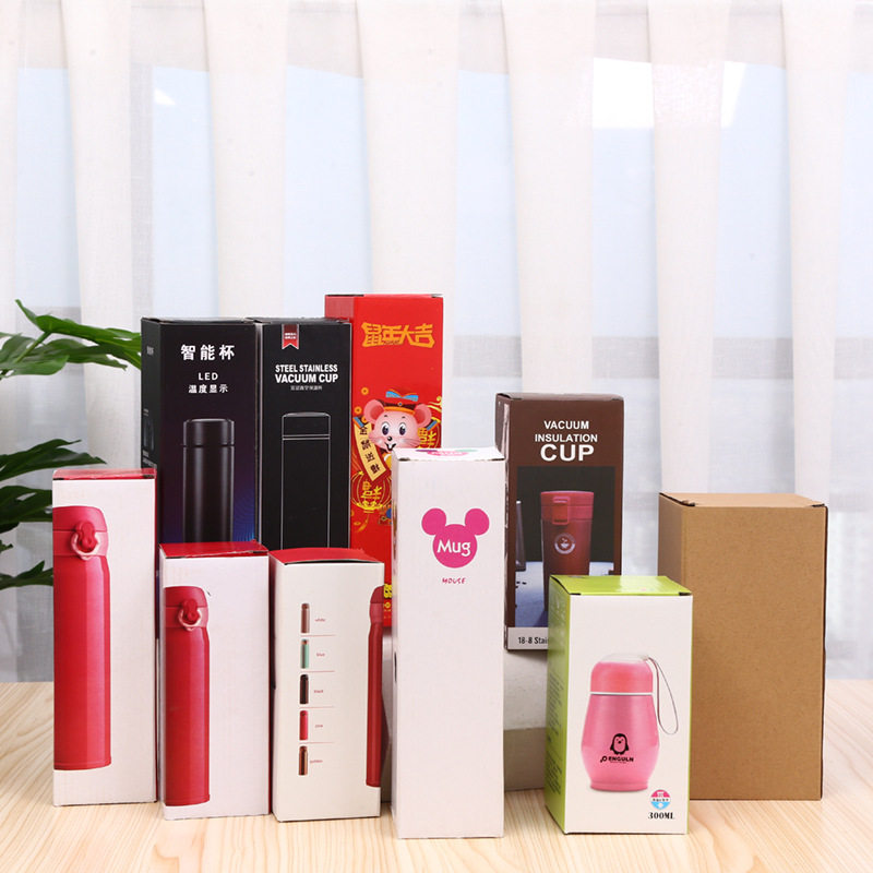 Thermos packaging corrugated box cup packaging color box wholesale white cardboard carton logo custom pattern custom