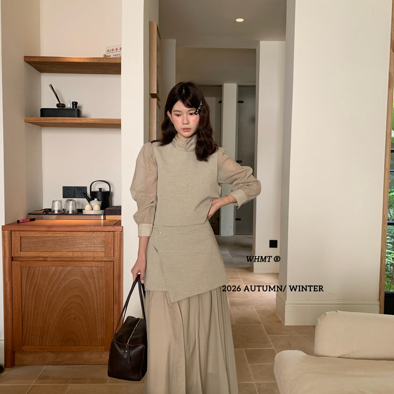 Rs.Whmt - Temperament Vest + Double-Layer Mesh Skirt Two-Piece Set (Excluding Top) Q6182