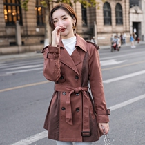 2022 new early spring and autumn coat short section small temperament two-color stitching mid-length early autumn windbreaker women