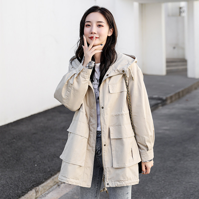 2021 Spring Women's Windbreaker Femininity Goddess Fan Loose Tooling Small Big Brand Age-Reducing New Coat Trend